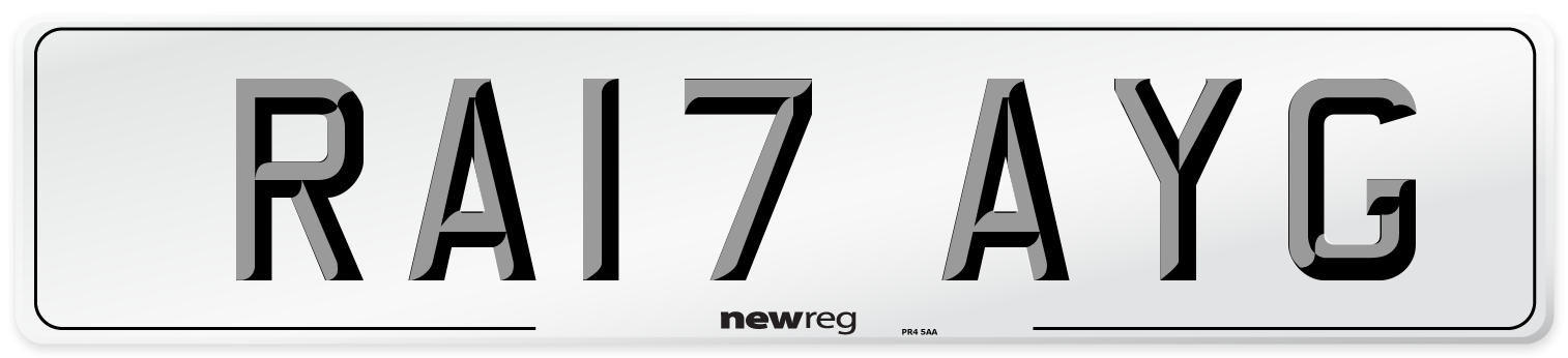 RA17 AYG Number Plate from New Reg